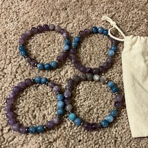 Purple and Blue Beaded Bracelet Set